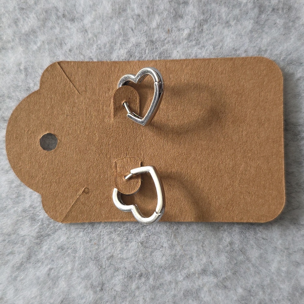 Silver Tone Heart Huggie Earrings 15mm